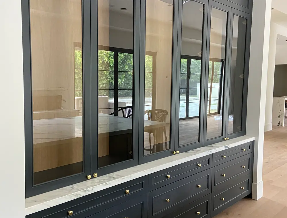 Factory-smooth kitchen cabinet refinishing